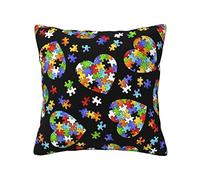 KWQDOZF Autism Awareness Puzzle Pieces Heart Thanksgiving Day Pumpkin Decorative Couch Throw Pillow Covers Square Set Cushion Case For Sofa Bedroom Couch Car 20 X 20 Inch