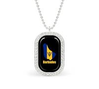 KWQDOZF Barbados Flag Map Pendant Necklace for Women Fashion Square Gold Sliver Chain Diamond Bezel Jewelry