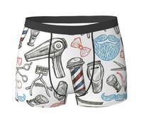 KWQDOZF Barber Shop Monochrome Style Print Men's Funny Boxer Briefs, Novelty Underwear, Soft Stretchy Fabric, Comfy Daily Fit