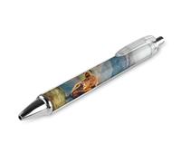 KWQDOZF Basse Castle Scottish Highlands Cow Retractable Ballpoint Pen Black Ink 0.5mm Fine Point Pens Office Supplies for Teacher Nurse