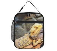 KWQDOZF Bearded Dragon Portable Lunch Box Bag Tote Reusable Leakproof Insulated Lunchbox for Work Beach Picnic, 27.5X20cm, Style