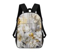 KWQDOZF Beige Flower Bud Pattern Backpack for Men Women, 17 Inch Durable Laptop Backpack Lightweight Bookbag for Travel, Work