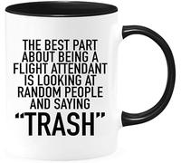 KWQDOZF Best Part About Being Flight Attendant Coffee Mugs Novelty Coffee Cup Double Side Printed Ceramic Tea Mug for Mom Dad Friend Wife Husband Gift 11oz