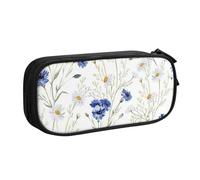 KWQDOZF Big Capacity Wild Flowers and Cornflowers Daisies Print Pencil Case,Double Layer Zipper Pencil Box Makeup Pouch Organizer