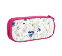 KWQDOZF Big Capacity Wild Flowers and Cornflowers Daisies Print Pencil Case,Double Layer Zipper Pencil Box Makeup Pouch Organizer