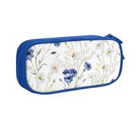 KWQDOZF Big Capacity Wild Flowers and Cornflowers Daisies Print Pencil Case,Double Layer Zipper Pencil Box Makeup Pouch Organizer