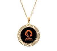 KWQDOZF Bigfoot Is My Spirit Animal Pendant Necklace for Women Fashion Round Gold Sliver Chain Diamond Bezel Jewelry