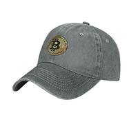 KWQDOZF Bitcoin Virtual Crypto Coin Prints Baseball Cap - Adjustable Washed Cotton Vintage Dad Hats Unisex Casual Wear Caps Gray