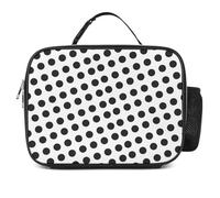 KWQDOZF Black Dots White Background Pattern Fashion Lunch Box Bag Tote Portable Insulated Lunchbox Containers Leakproof