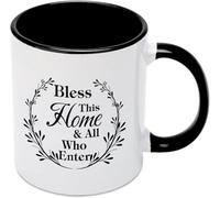 KWQDOZF Bless This Home and All Who Enter Coffee Mugs Novelty Coffee Cup Double Side Printed Ceramic Tea Mug for Mom Dad Friend Wife Husband Gift 11oz