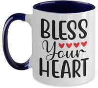 KWQDOZF Bless Your Heart Coffee Mugs Novelty Coffee Cup Double Side Printed Ceramic Tea Mug for Mom Dad Friend Wife Husband Gift 11oz