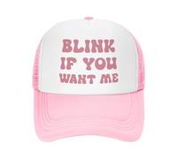 KWQDOZF Blink If You Want Me Funny Trucker Hats for Women Cute & Inappropriate Adult Humor Pink Bachelorette Girls Trip Cap