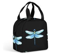 KWQDOZF Blue Dragonfly Lunch Box Bag Tote for Women Men Insulated Lunchbox Containers Work Picnic Travel
