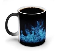 KWQDOZF Blue Flame Printed Heat Sensitive Coffee Mugs Morphing Color Changing Coffee Mug Full Image Revealed When HOT is Added