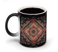 KWQDOZF Bohemian Mystical Tribal Motifs Printed Heat Sensitive Coffee Mugs Morphing Color Changing Coffee Mug Full Image Revealed When HOT is Added