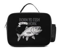 KWQDOZF Born to Fish Forced to Work Fashion Lunch Box Bag Tote Portable Insulated Lunchbox Containers Leakproof