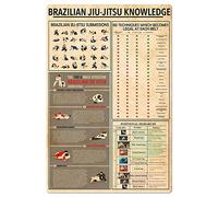 KWQDOZF Brazilian Jiu-jitsu Knowledge Metal Signs Vintage Martial Arts Hall Wall Decor Beginner Profile Infographic Posters For Room Club Home Art Tin Sign 12x16 Inches