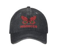 KWQDOZF Butterfly Morocco Moroccan Flag Vintage Washed Baseball Cap for Men Women Classic Adjustable Cotton Trucker Hat Dad Unisex
