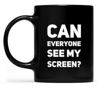 KWQDOZF Can Every One See My Screen Coffee Mugs Novelty Coffee Cup Double Side Printed Ceramic Tea Mug for Mom Dad Friend Wife Husband Gift 11oz