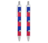 KWQDOZF Canada Haitians Flag Retractable Ballpoint Pen Black Ink 0.5mm Fine Point Pens Office Supplies