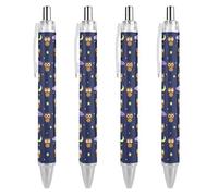 KWQDOZF Cartoon Owl Pattern Ballpoint Pens Fine Point (0.5mm) Retractable Smooth Writing Pens Black Ink Gel Pens 4 PCS