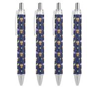 KWQDOZF Cartoon Owl Pattern Ballpoint Pens Fine Point (0.5mm) Retractable Smooth Writing Pens Black Ink Gel Pens 4 PCS
