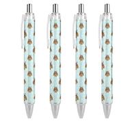 KWQDOZF Cartoon Owl Pattern Ballpoint Pens Fine Point (0.5mm) Retractable Smooth Writing Pens Black Ink Gel Pens 4 PCS