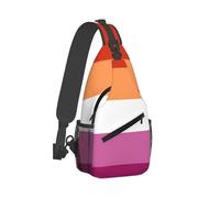 KWQDOZF Casual Sling Bag Backpack, Lgbt Pride Flag Lesbian Five Stripes Shoulder Chest Crossbody Daypack, Tactical Satchel, Travel Backpack Camping Outdoor Bag for Men Women