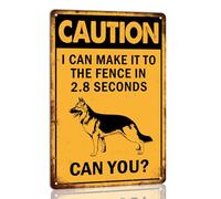 KWQDOZF Caution I Can Make It to the Fence in 2.8 Seconds Metal Tin Sign Funny Warning Dog Signs for Farm Yard Farmhouse Home Wall Outdoor Decor Retro Decorations 8x12 Inch
