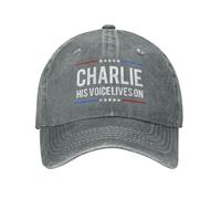 KWQDOZF Charlie Kirk hat Patriotic Faith His Voice Lives-On Denim Cap