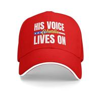 KWQDOZF Charlie Kirk Hats Patriotic Faith His Voice Lives-On Cap Red