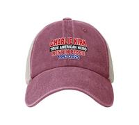 KWQDOZF Charlie Kirk True American Hero Rest in Peace Hat Mesh Baseball Cap for Men Women Red