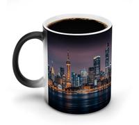 KWQDOZF City Picture Night Printed Heat Sensitive Coffee Mugs Morphing Color Changing Coffee Mug Full Image Revealed When HOT is Added