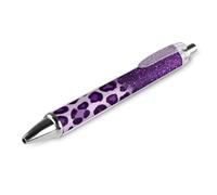 KWQDOZF Classic 0.5mm Fine Point Black Ink Smooth Writing Ball Pen Office Supplies Pen Purple Glitter Pattern Cheetah Leopard Print