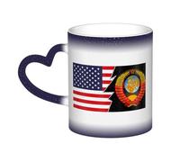 KWQDOZF Coat of arms of The Soviet Union and America Mug Ceramic Heat Sensitive Color Changing Mug Insulated Mug Novelty Unique Travel Mugs Home Mugs 11 OZ
