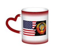 KWQDOZF Coat of arms of The Soviet Union and America Mug Ceramic Heat Sensitive Color Changing Mug Insulated Mug Novelty Unique Travel Mugs Home Mugs 11 OZ