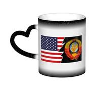 KWQDOZF Coat of arms of The Soviet Union and America Mug Ceramic Heat Sensitive Color Changing Mug Insulated Mug Novelty Unique Travel Mugs Home Mugs 11 OZ