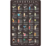 KWQDOZF Cocktail Knowledge Metal Tin Sign Classic Cocktail Recipes Aluminum Poster Home Kitchen Bar Cafe Club Wall Decoration Plaque 12x16 Inches