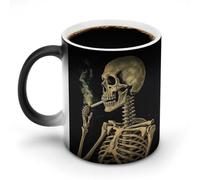 KWQDOZF Coffee Mug A Skeleton with Burning Cigarette Color Changing Mug Funny Ceramic Mug Novelty Discoloration Mug Personalized Magic Mug Heat Sensitive Coffee Cup Tea Cup for Women 12 Oz
