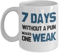 KWQDOZF Coffee Mug Great Funny Math Ceramic 7 Days Without A Pun Makes One Weak Sarcastic Cool Theme Gift for Men Women White 11oz