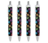 KWQDOZF Colorful Doodle Dog Paws Ballpoint Pens Fine Point (0.5mm) Retractable Smooth Writing Pens Black Ink Gel Pens 4 PCS