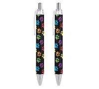 KWQDOZF Colorful Doodle Dog Paws Ballpoint Pens Fine Point (0.5mm) Retractable Smooth Writing Pens Black Ink Gel Pens 2 PCS