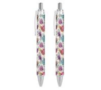 KWQDOZF Colorful Dot Butterfly Dragonfly Ballpoint Pens Fine Point (0.5mm) Retractable Smooth Writing Pens Black Ink Gel Pens 2 PCS