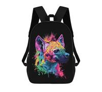 KWQDOZF Colorful Hyena Animal Classic 17 Inch Backpack Travel Daypack Casual Shoulder Bag with Adjustable Strap for Men Women