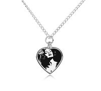KWQDOZF Criminal Woman and Roses Black White Pet Ashes Necklace Heart Pendant Mini Case Dog and Cat Cremation Jewelry Keepsake
