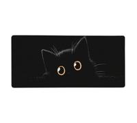 KWQDOZF Cute Black Kawaii Cat Gaming Mouse Pad Non-Slip Rubber Base 2XL Mousepad with Stitched Edges,Waterproof Washable Mouse Mat for Desk Home Office Gaming 16x35.5in