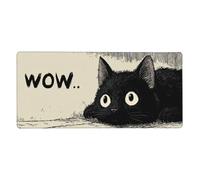 KWQDOZF Cute Black Kawaii Cat Gaming Mouse Pad Non-Slip Rubber Base 2XL Mousepad with Stitched Edges,Waterproof Washable Mouse Mat for Desk Home Office Gaming 16x35.5in