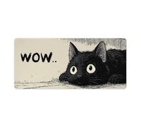 KWQDOZF Cute Black Kawaii Cat Gaming Mouse Pad Non-Slip Rubber Base 3XL Mousepad with Stitched Edges,Waterproof Washable Mouse Mat for Desk Home Office Gaming 35.5"x16"