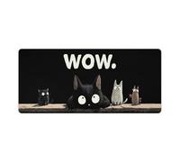 KWQDOZF Cute Black Kawaii Cat Gaming Mouse Pad Non-Slip Rubber Base 3XL Mousepad with Stitched Edges,Waterproof Washable Mouse Mat for Desk Home Office Gaming 35.5"x16"