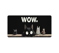 KWQDOZF Cute Black Kawaii Cat Gaming Mouse Pad Non-Slip Rubber Base Large Mousepad with Stitched Edges,Waterproof Washable Mouse Mat for Desk Home Office Gaming 23.6"x11.8"